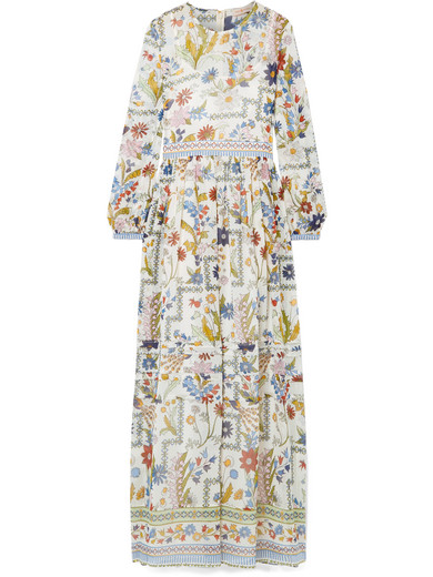 tory burch printed cotton maxi dress