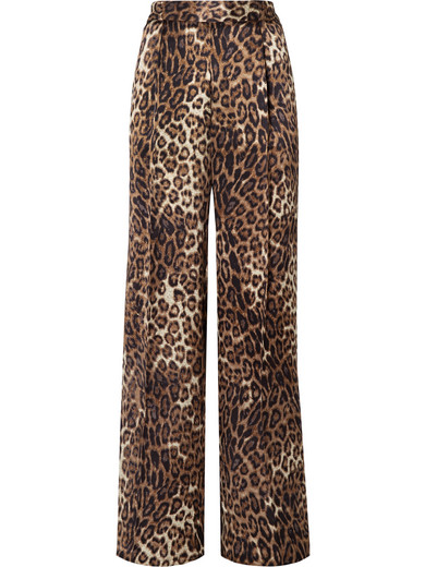 NILI LOTAN VIVIANNA LEOPARD-PRINT SILK-SATIN WIDE-LEG PANTS