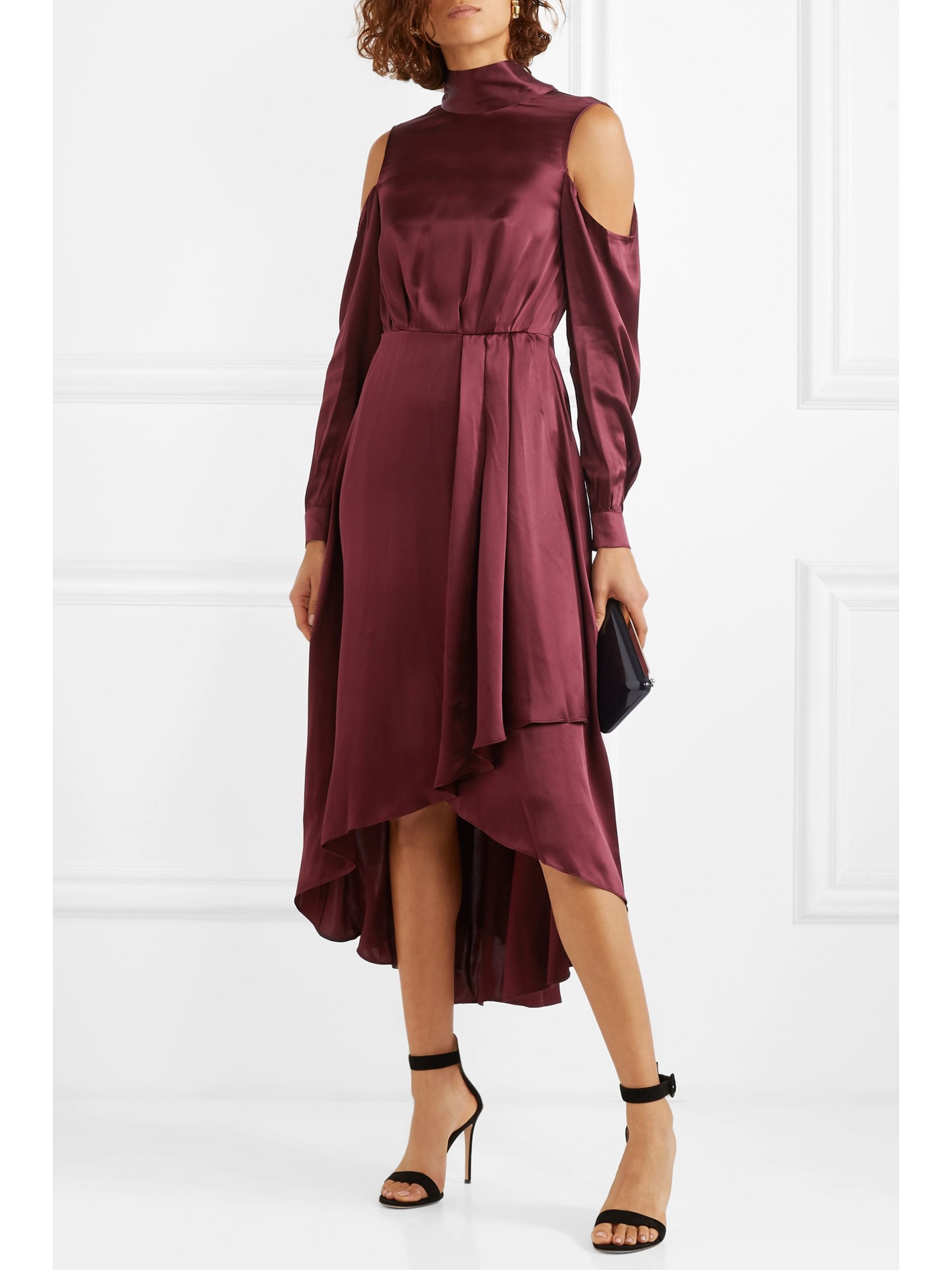 silk burgundy dress