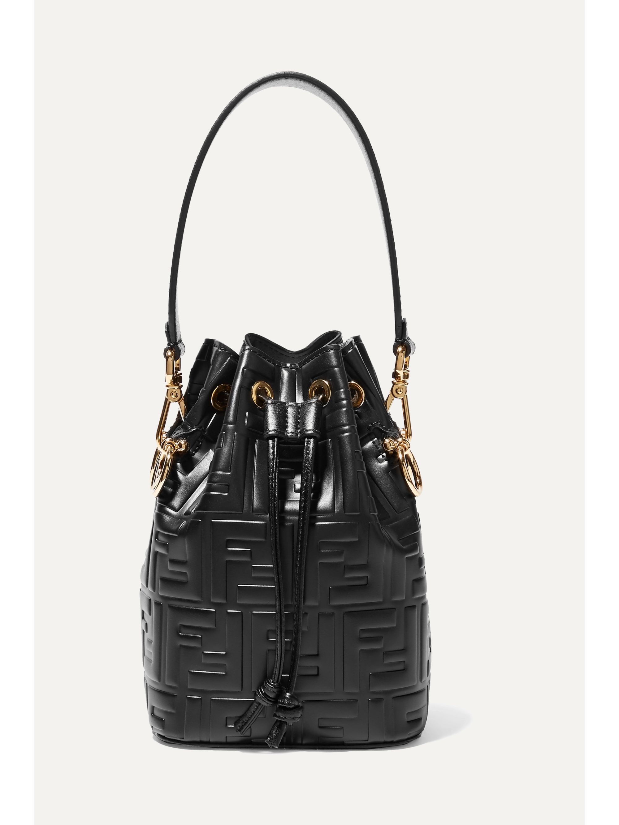 Black Mon Trésor small embossed leather bucket bag | Fendi | NET-A-PORTER