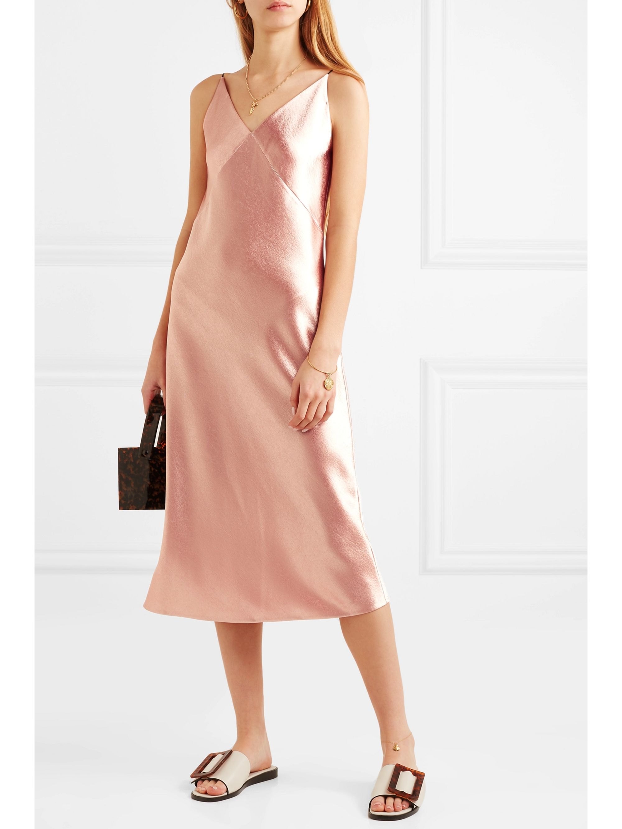 vince satin midi dress