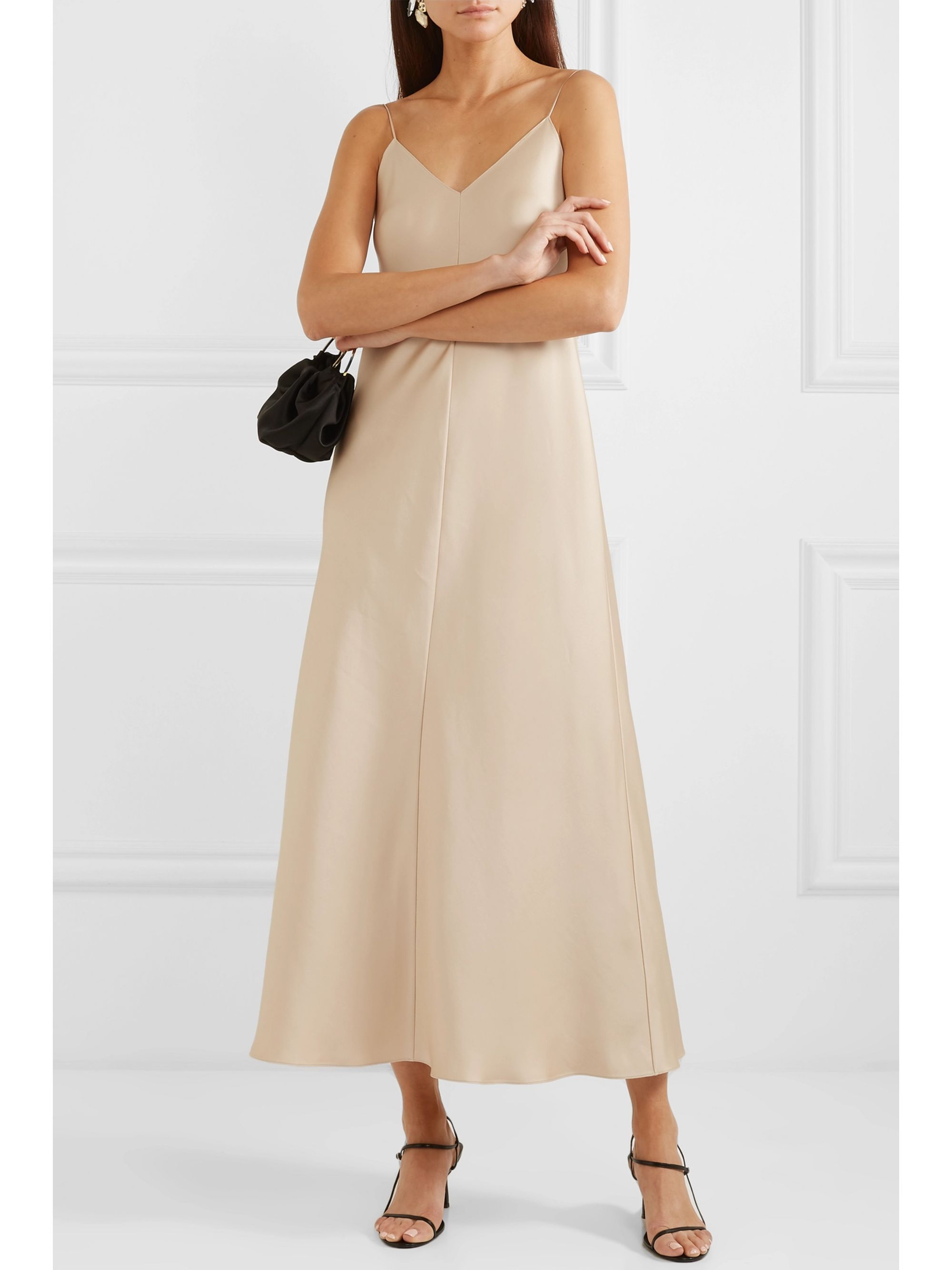 beige silk dress