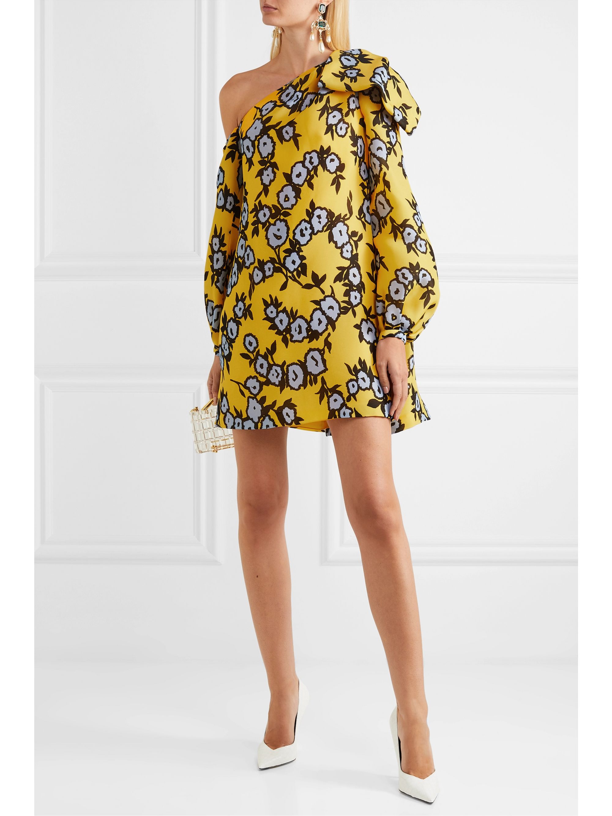 one shoulder dress yellow