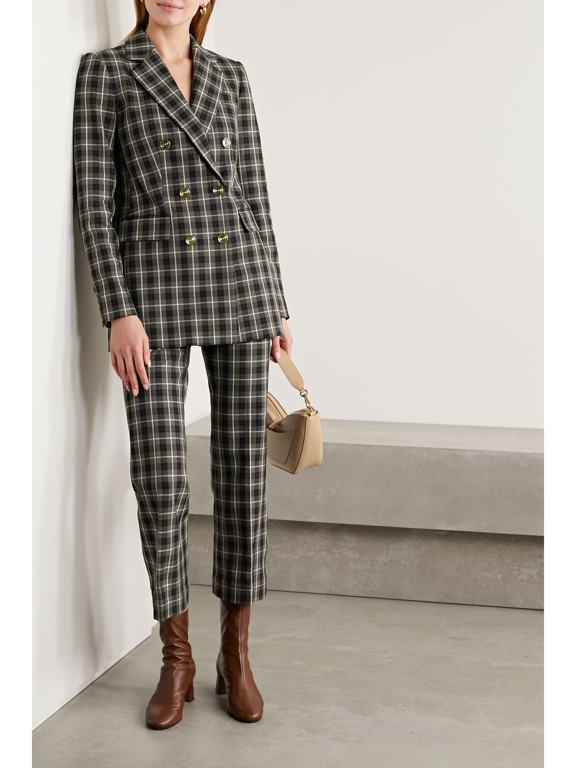 checked flared pants