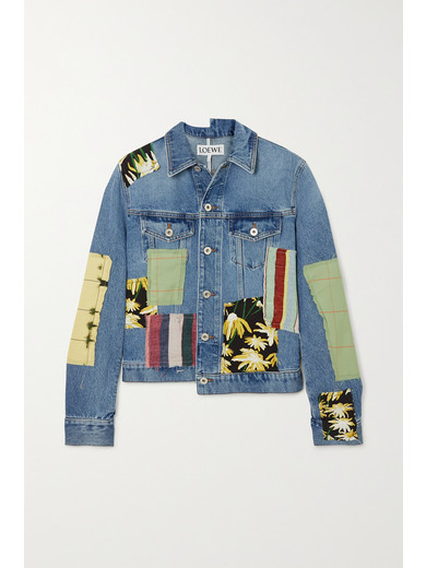 LOEWE PATCHWORK DENIM PRINTED COTTON AND SILK-BLEND JACKET