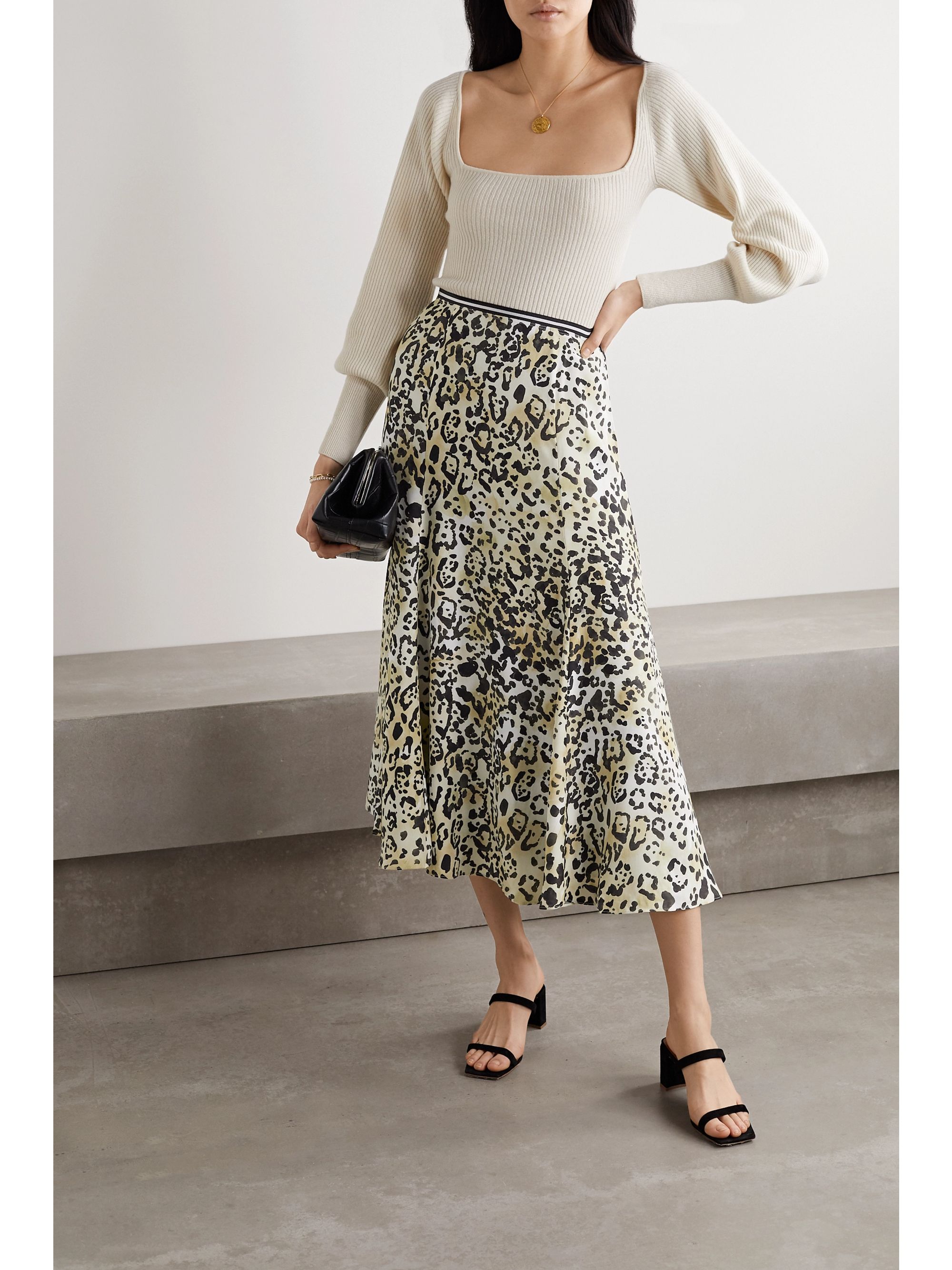 silk cheetah print skirt