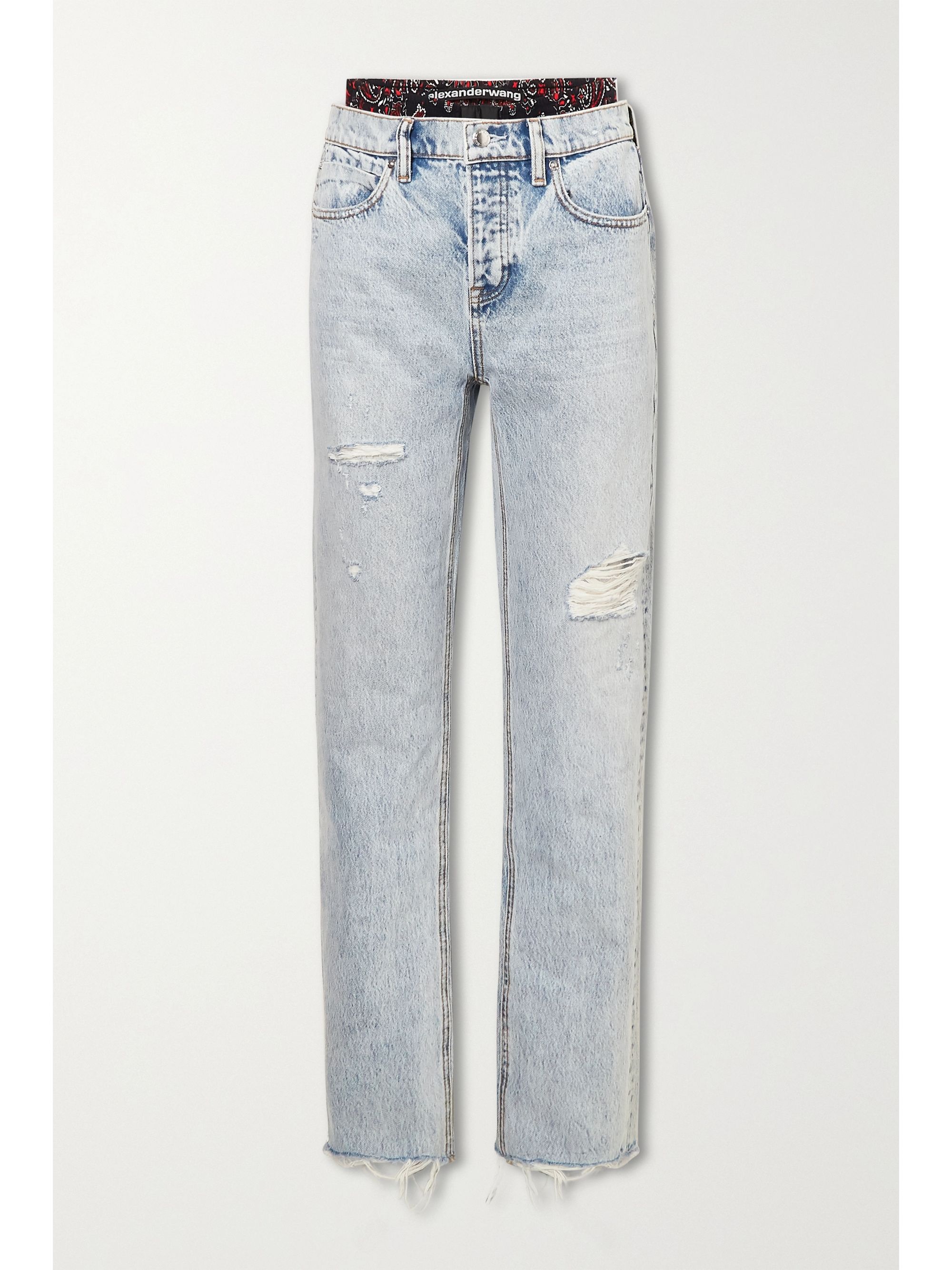 Light denim Layered distressed high 