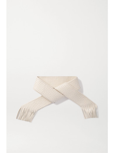 Cult Gaia Banu white woven leather fringed belt Cult Gaia Off-White Woven Vegan Leather Belt Size M main image 2