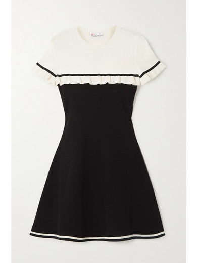 Herlipto Ruffled Two-tone Knit Dress Ruffled Two-tone Knit Dress