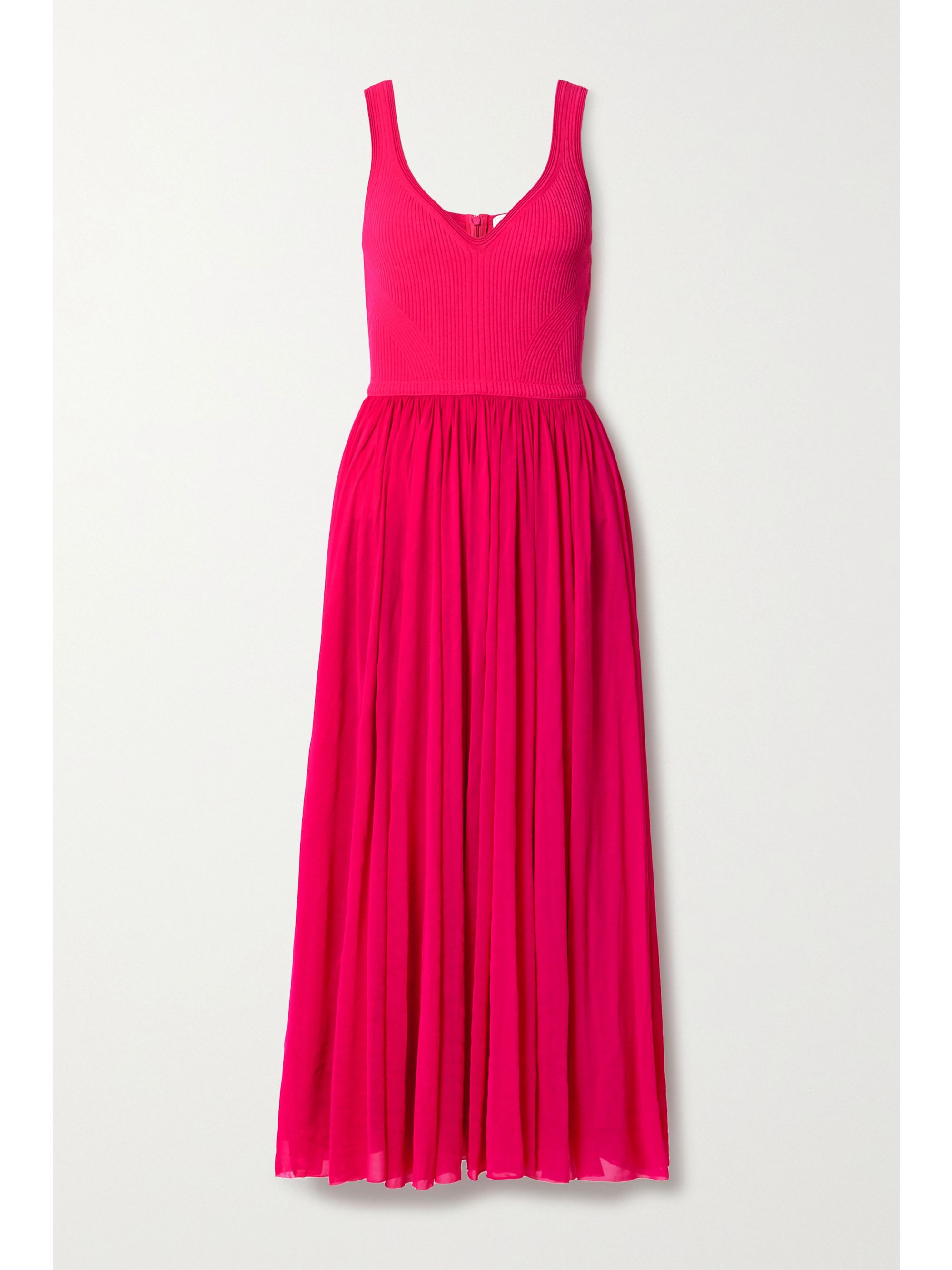 pink knitted midi dress