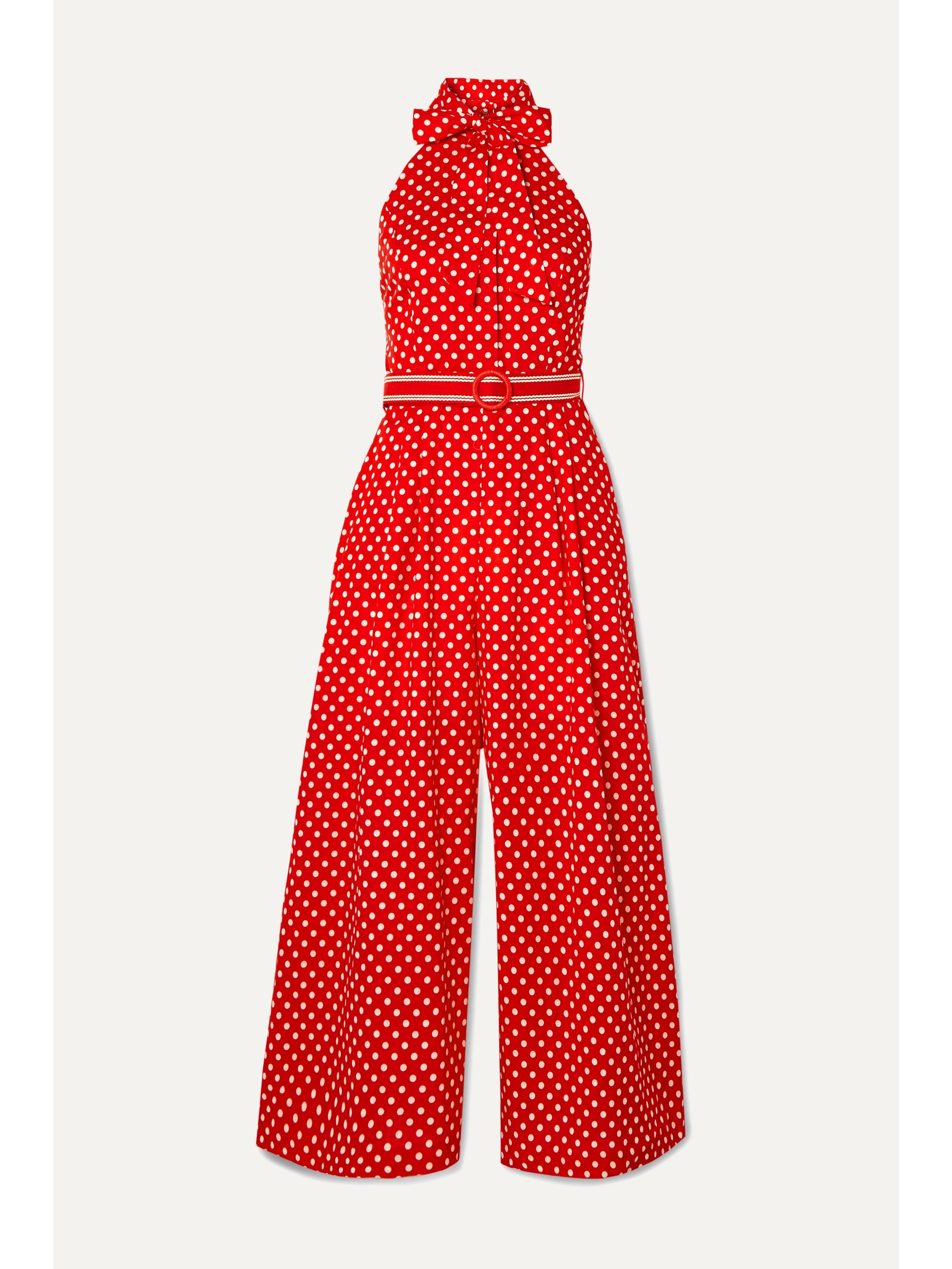 Red Zinnia Halterneck Polka Dot Linen And Cotton Blend Voile Jumpsuit Zimmermann Net A Porter