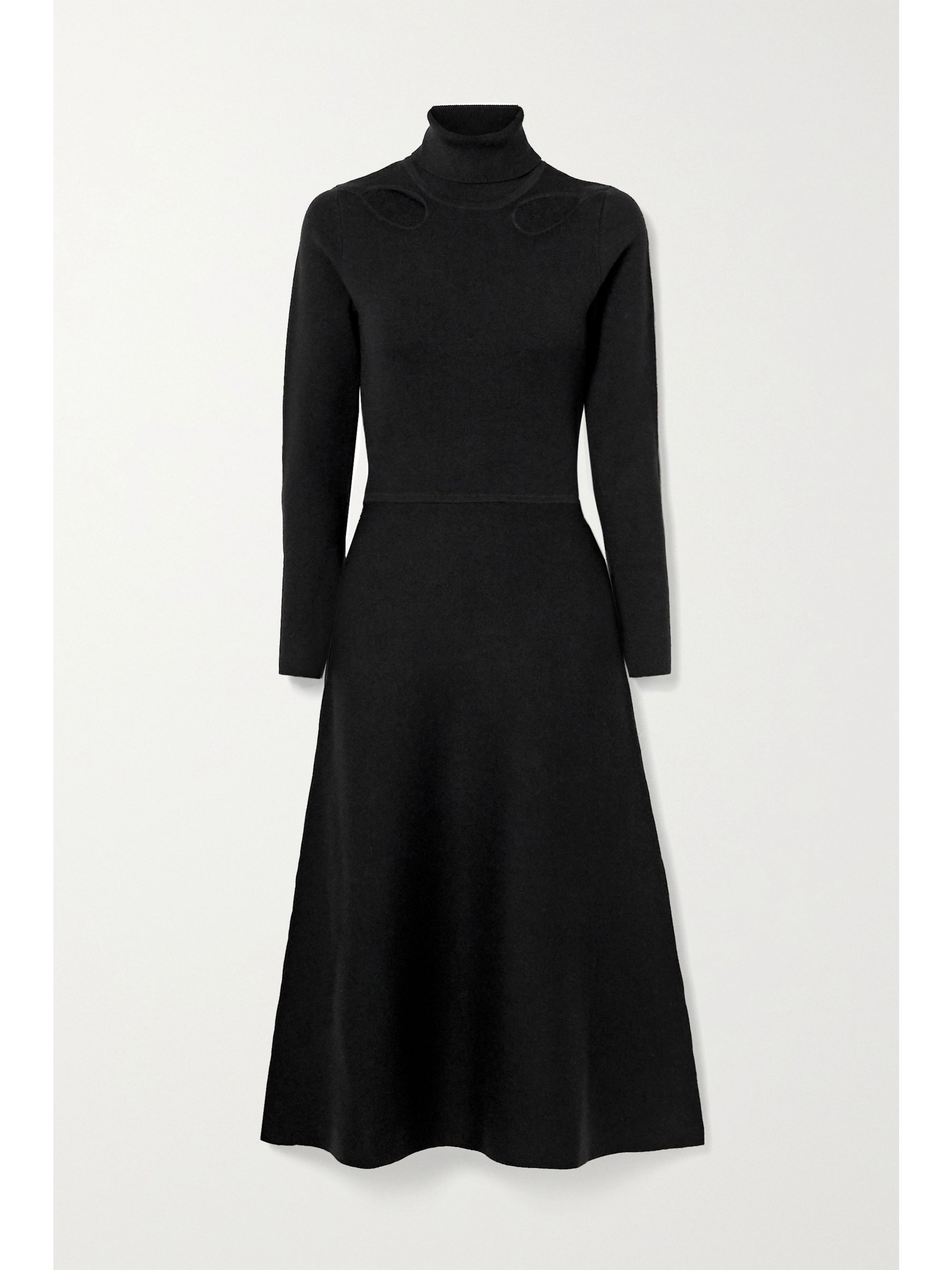 black knit turtleneck dress