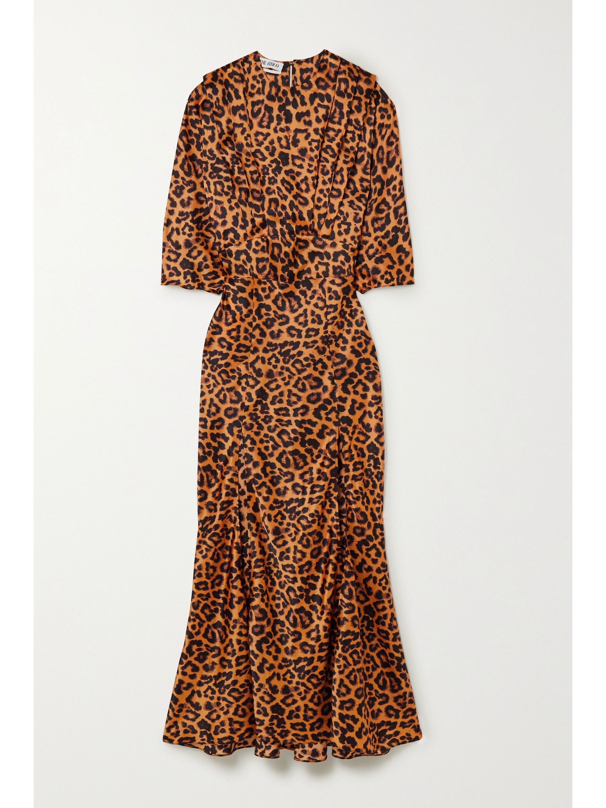 satin leopard midi dress