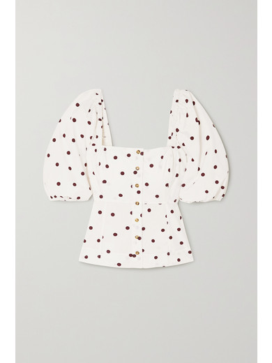 GANNI POLKA-DOT COTTON-POPLIN BLOUSE