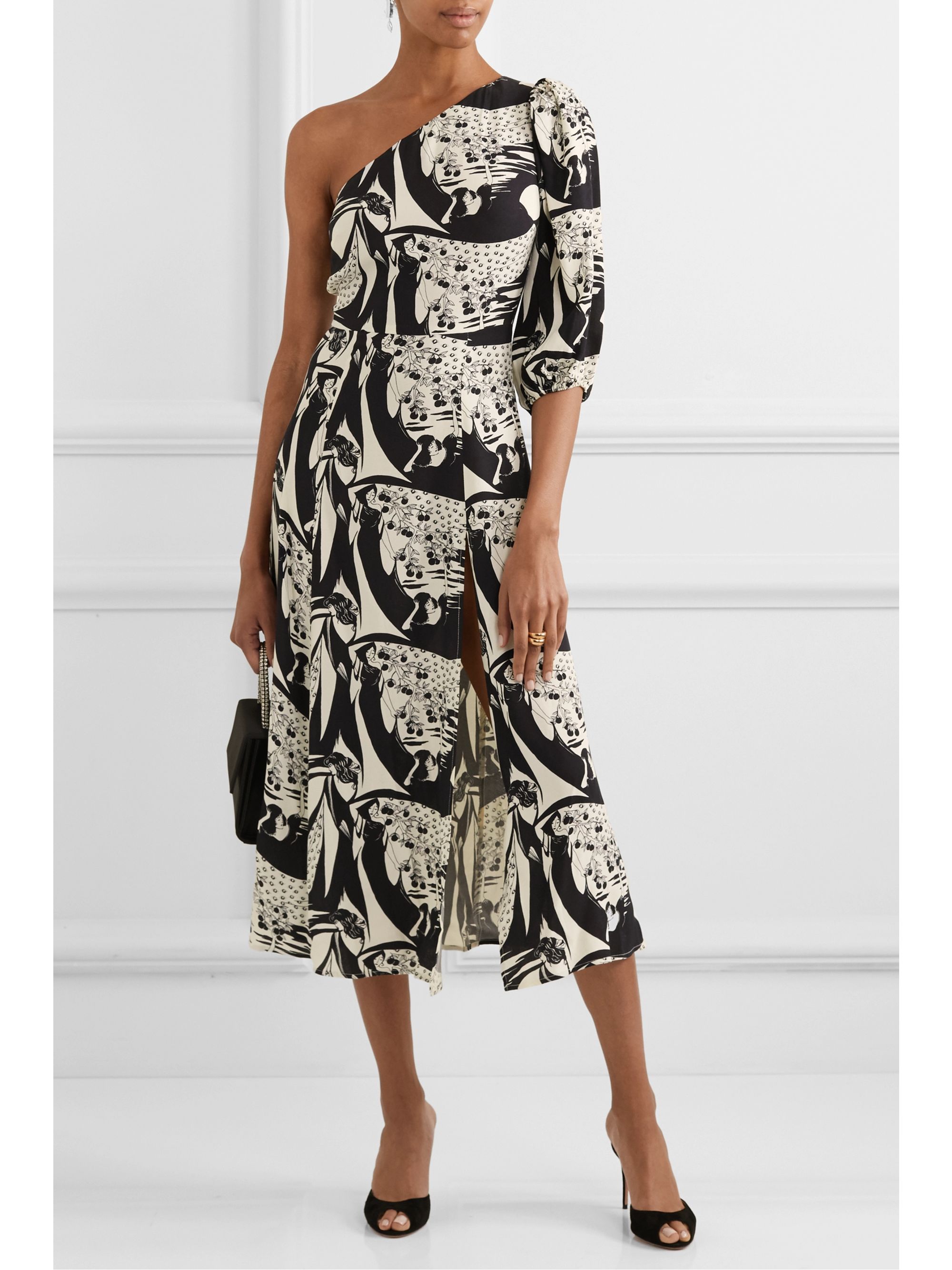 reformation black midi dress