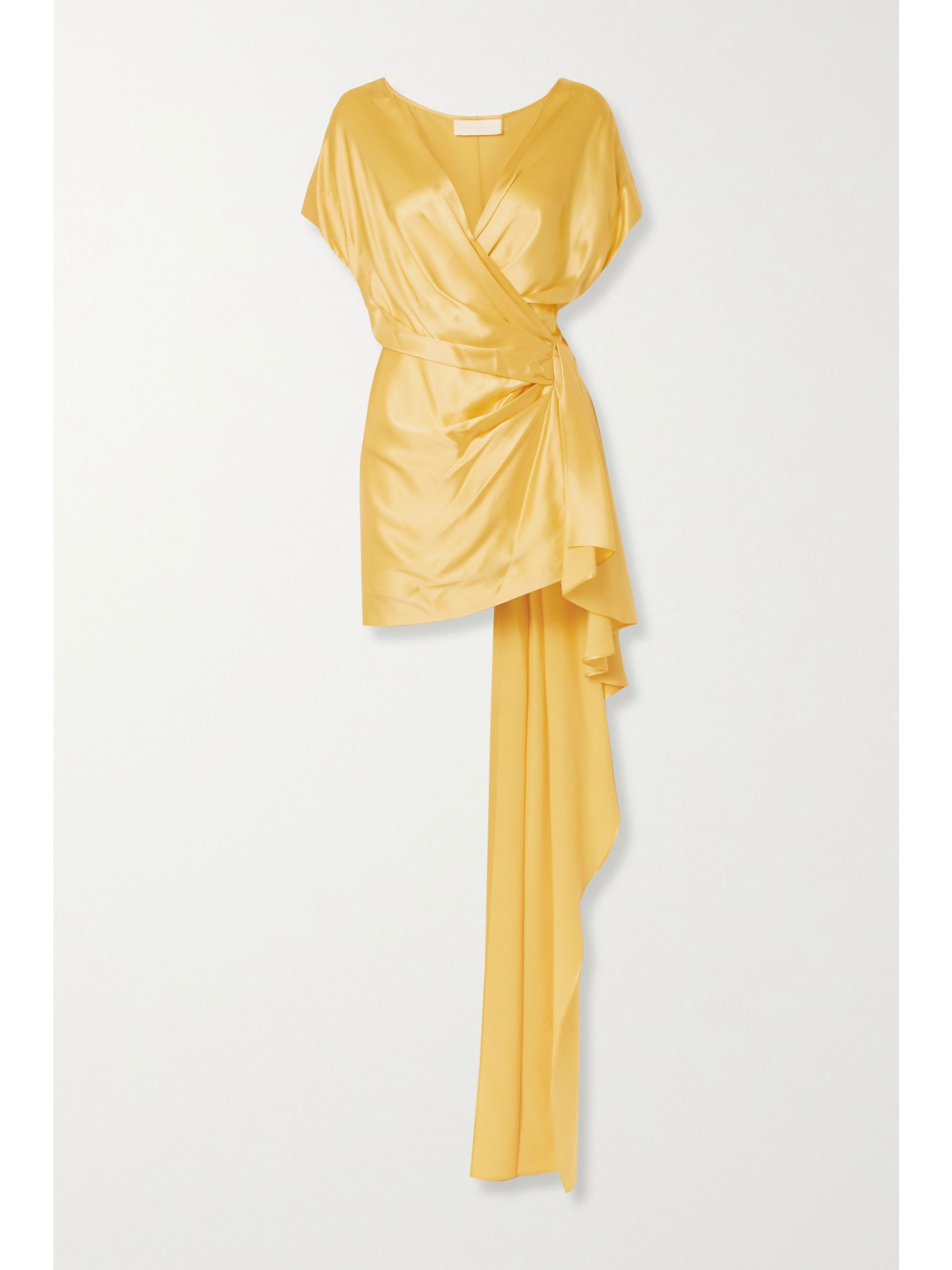 yellow draped dress