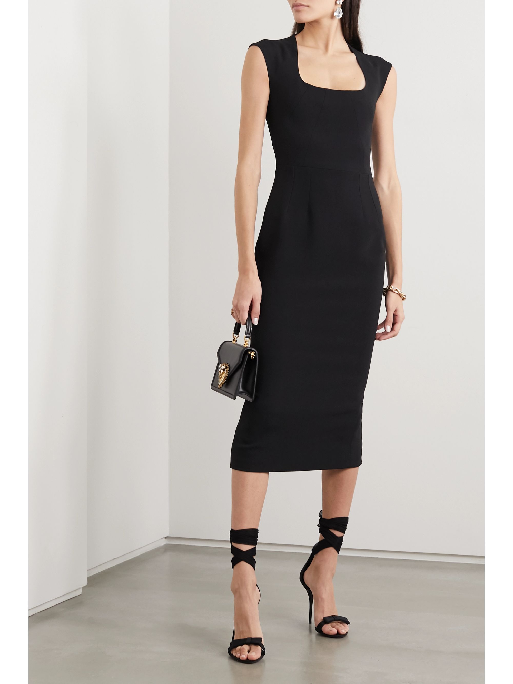 long black crepe dress