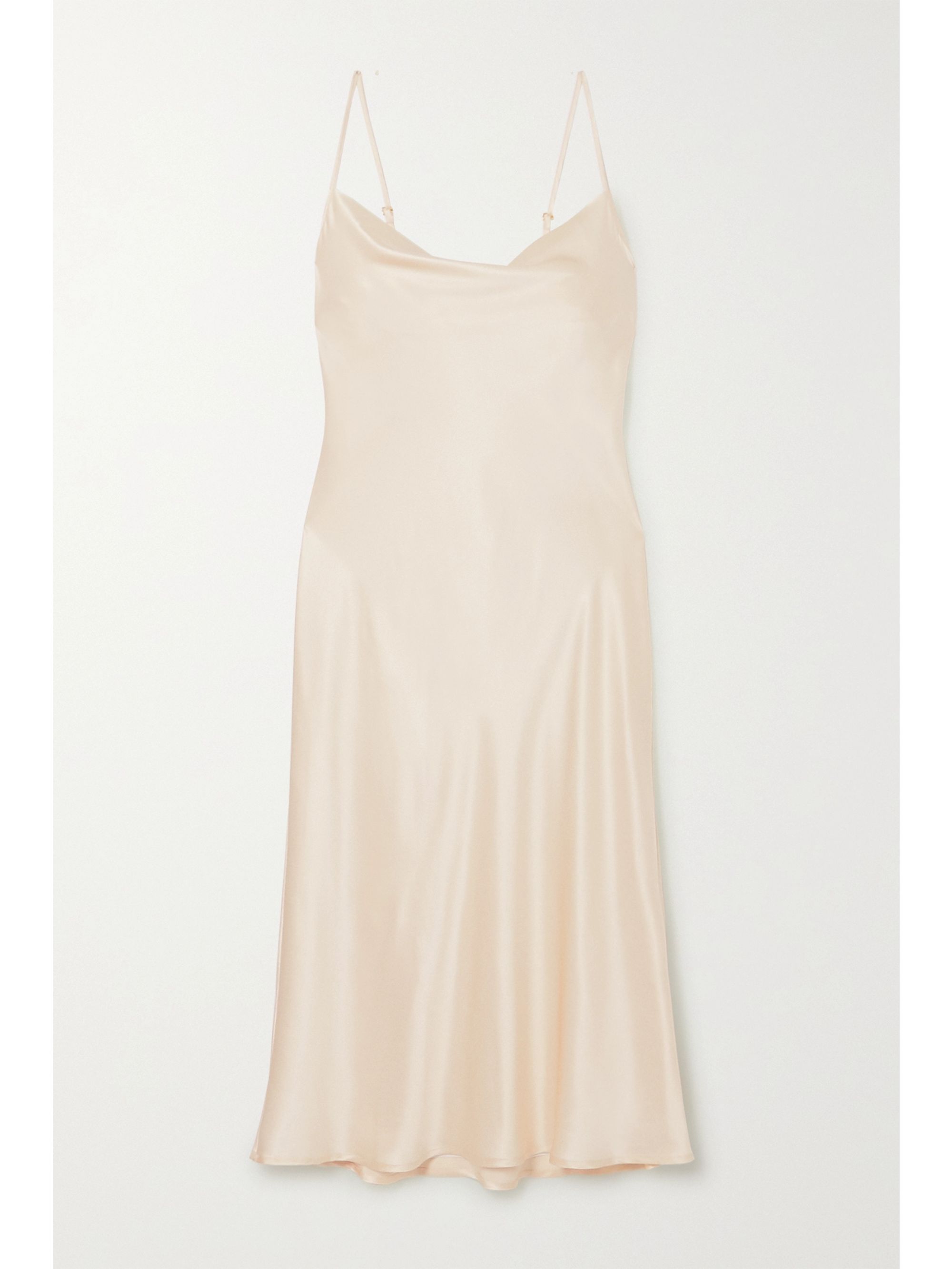 ivory satin midi dress