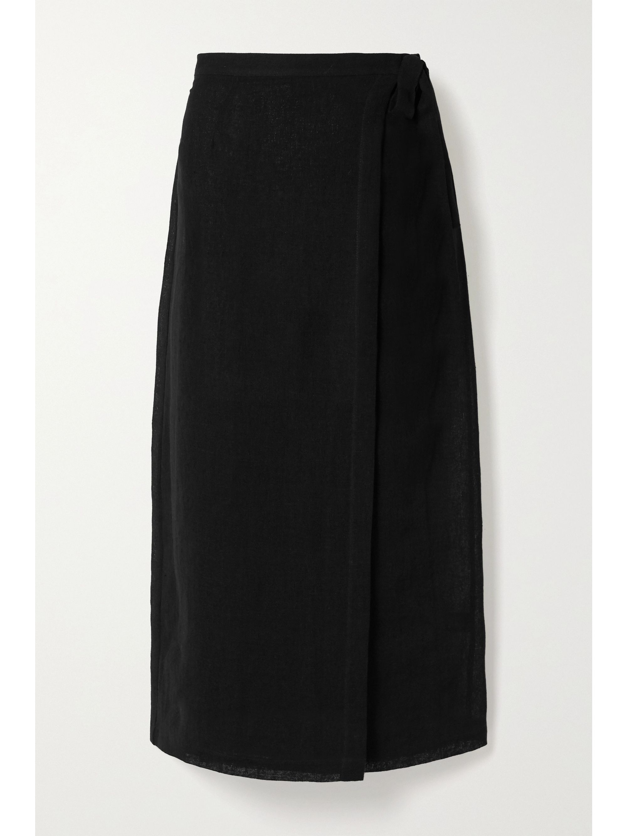 black linen midi skirt