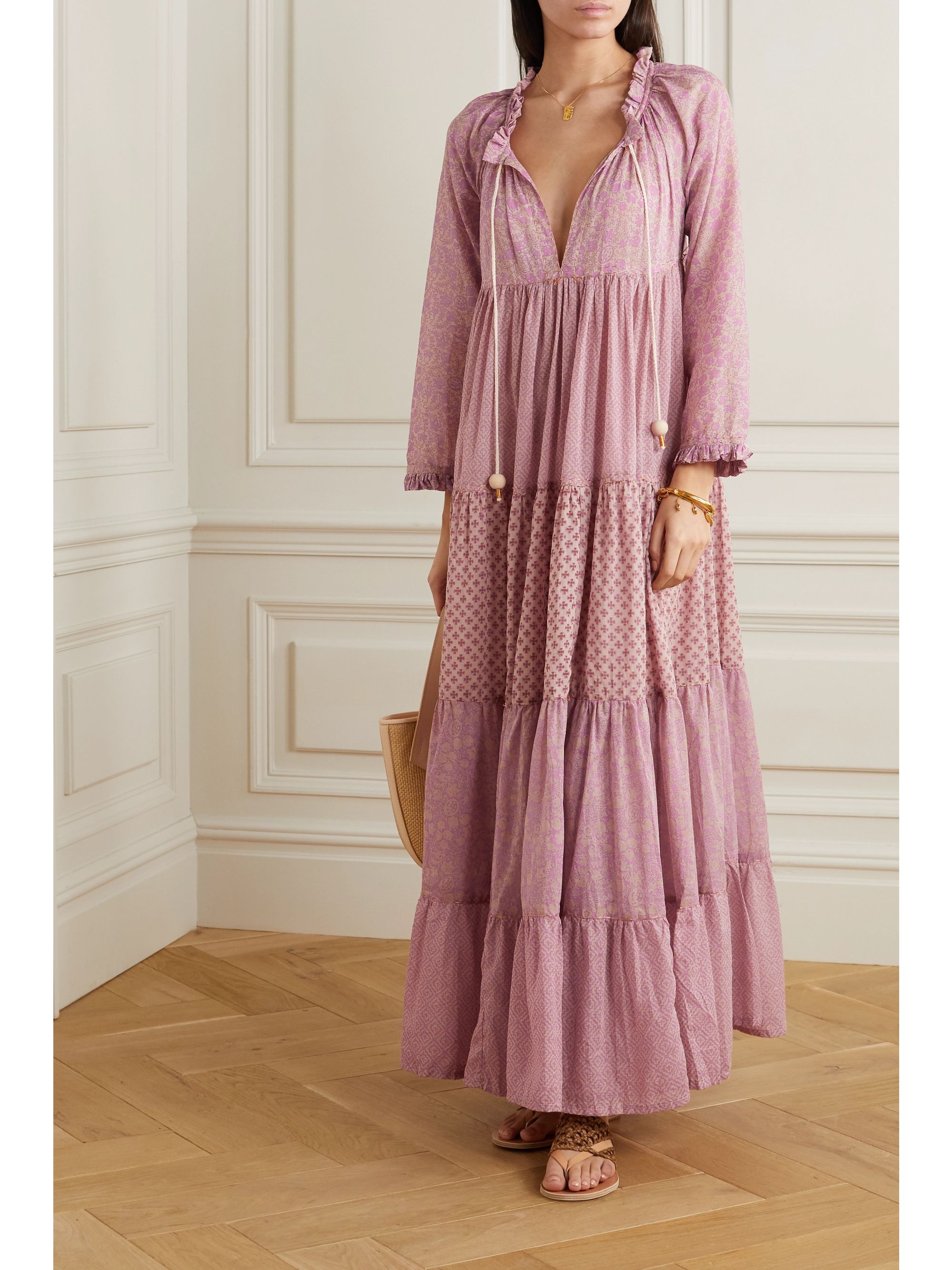 pink cotton maxi dress