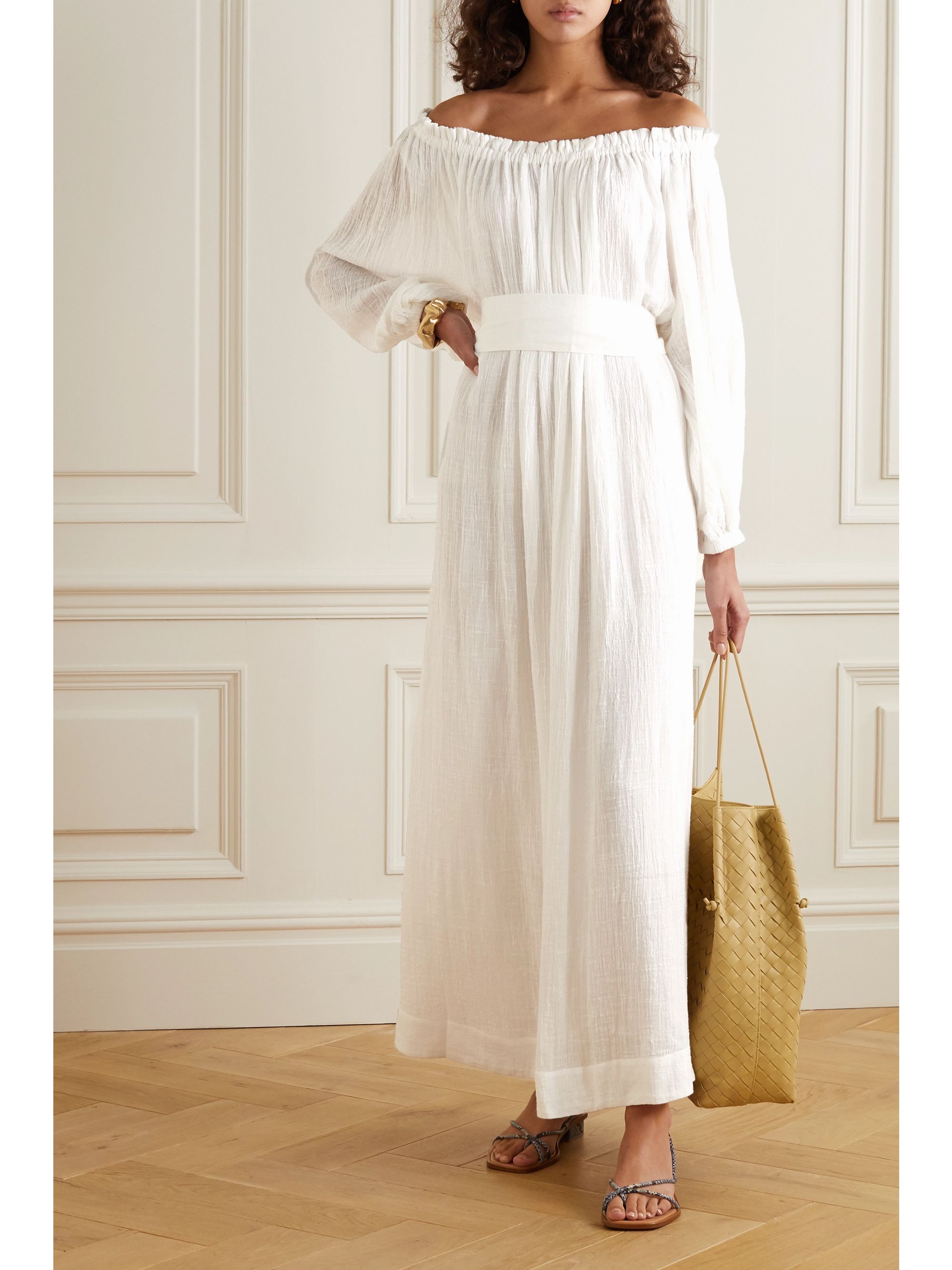 gauze maxi dress with sleeves