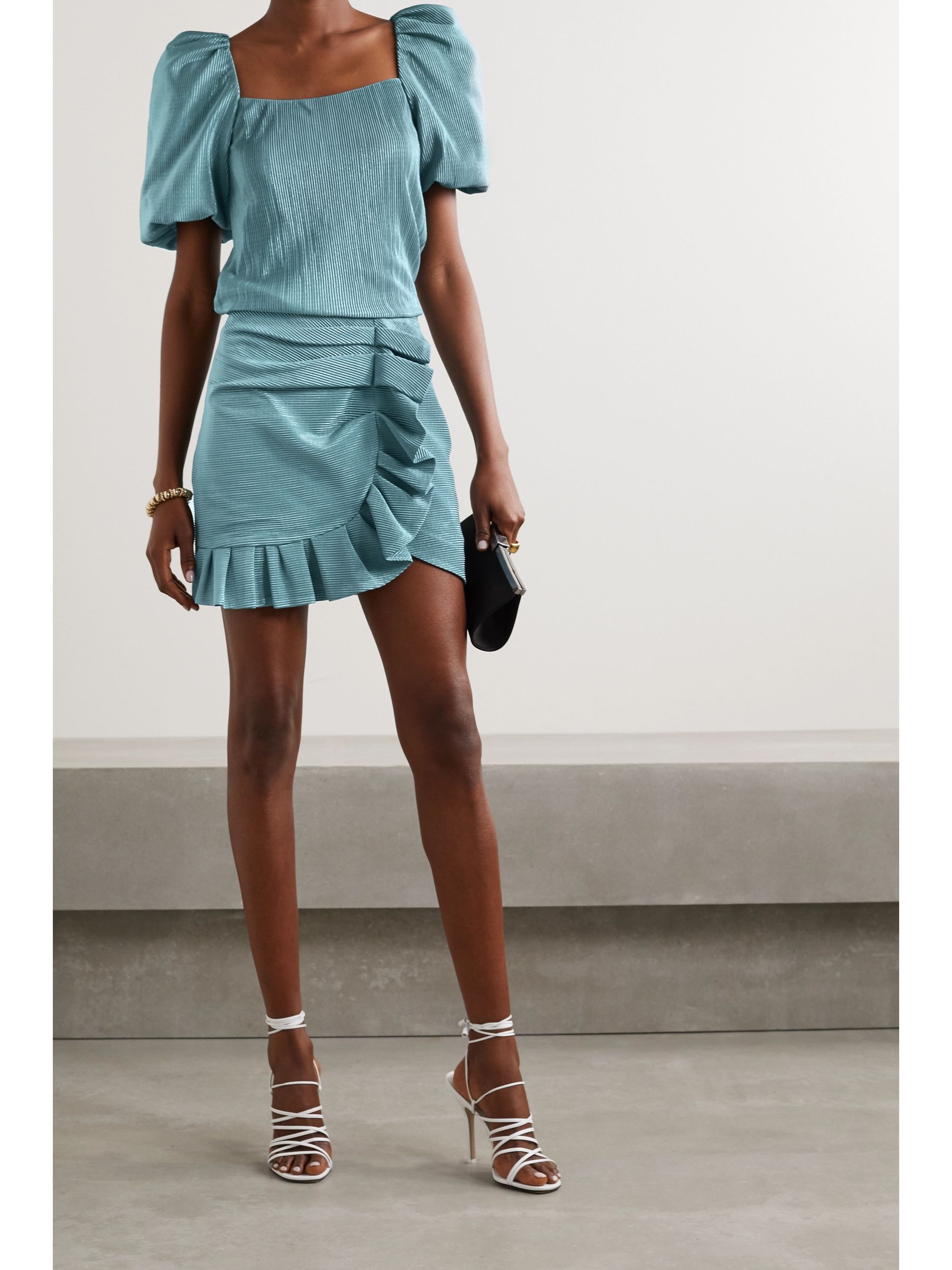 light blue satin mini dress