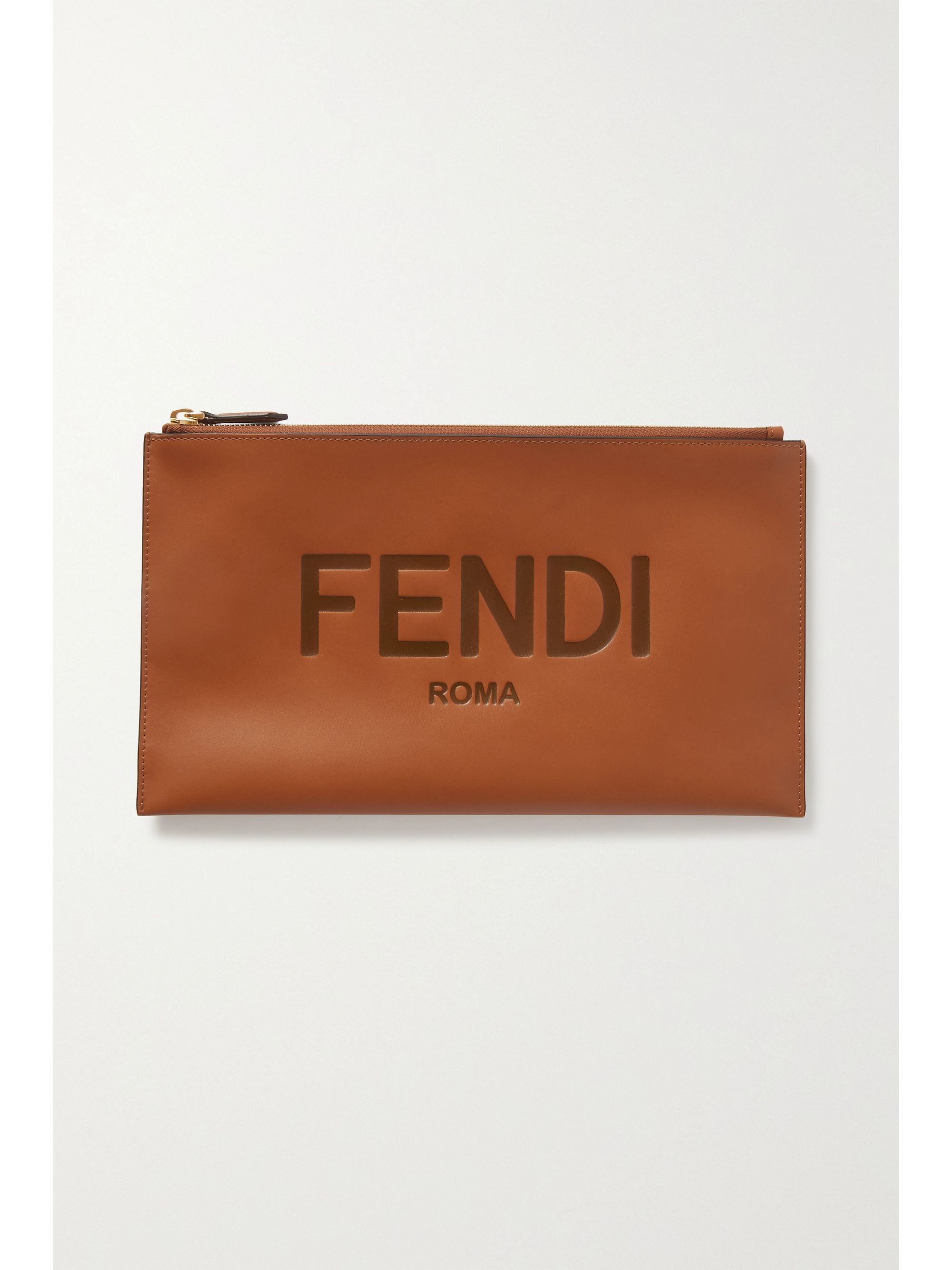 FENDI DEBOSSED LEATHER POUCH