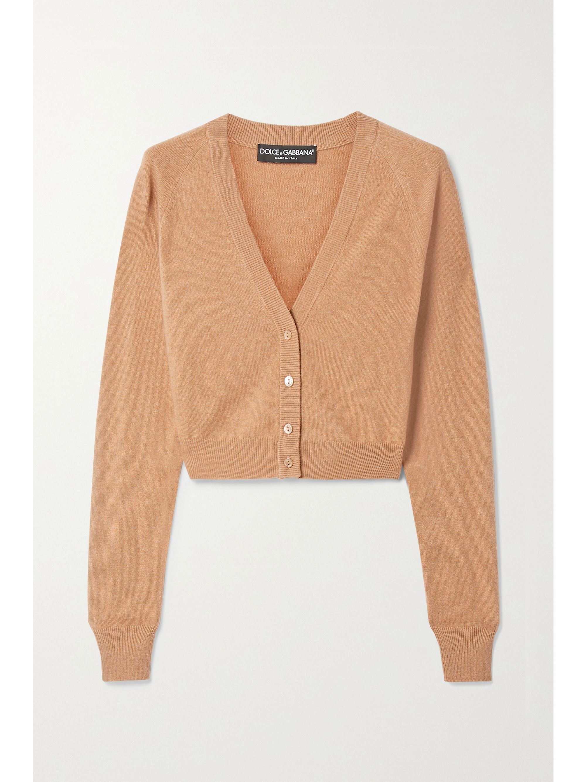 Tan Cropped cashmere cardigan | Dolce 