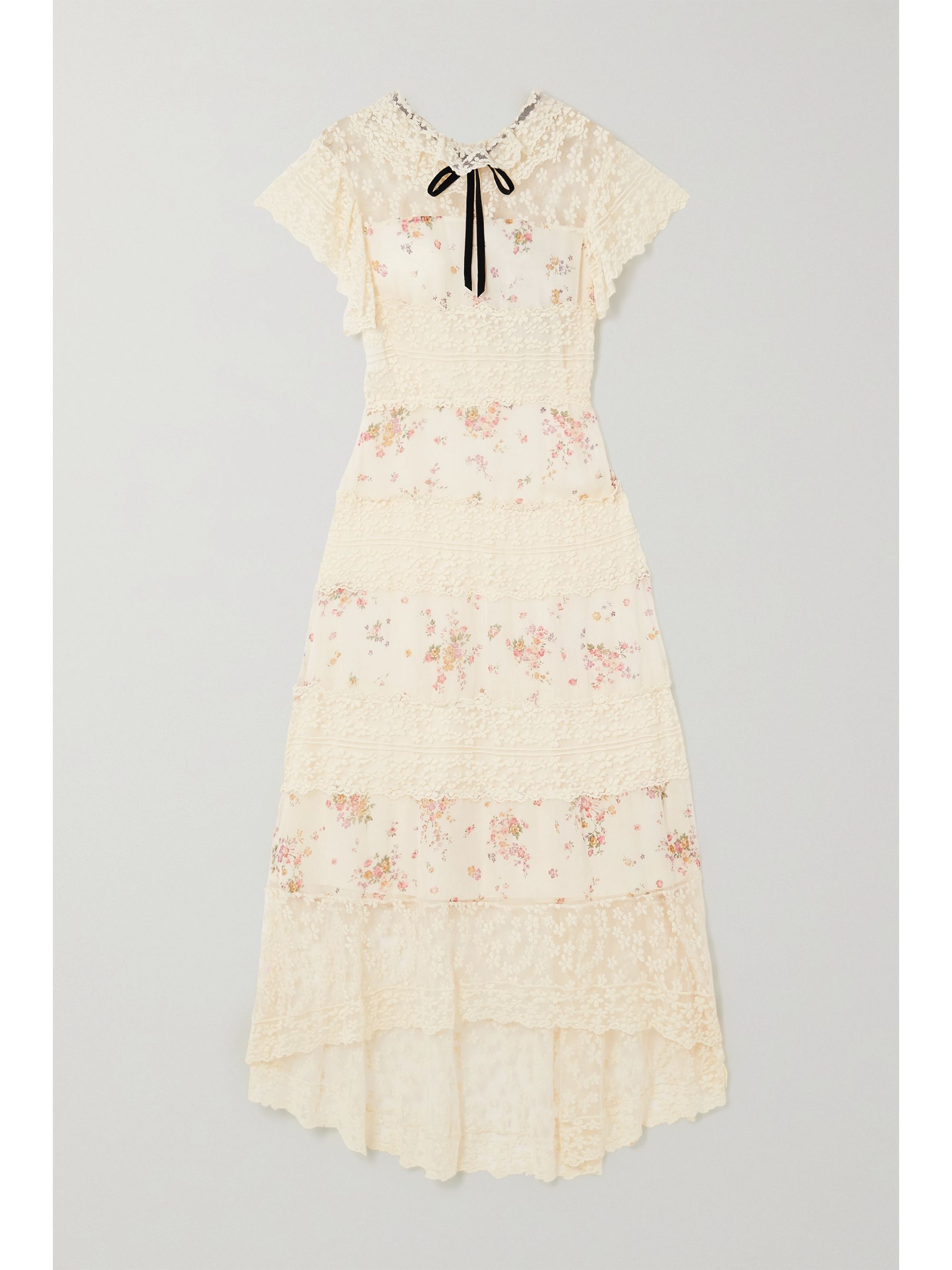 embroidered lace midi dress