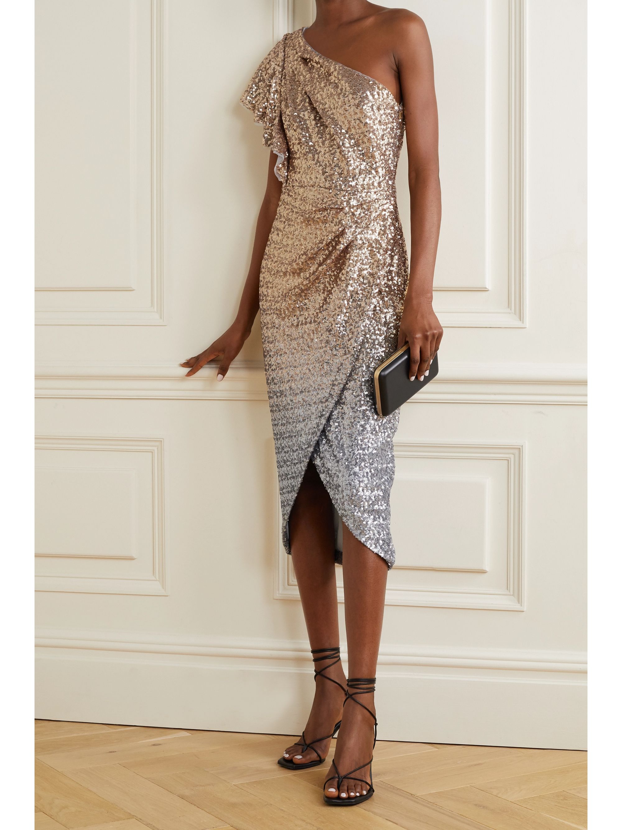 one shoulder ombre dress