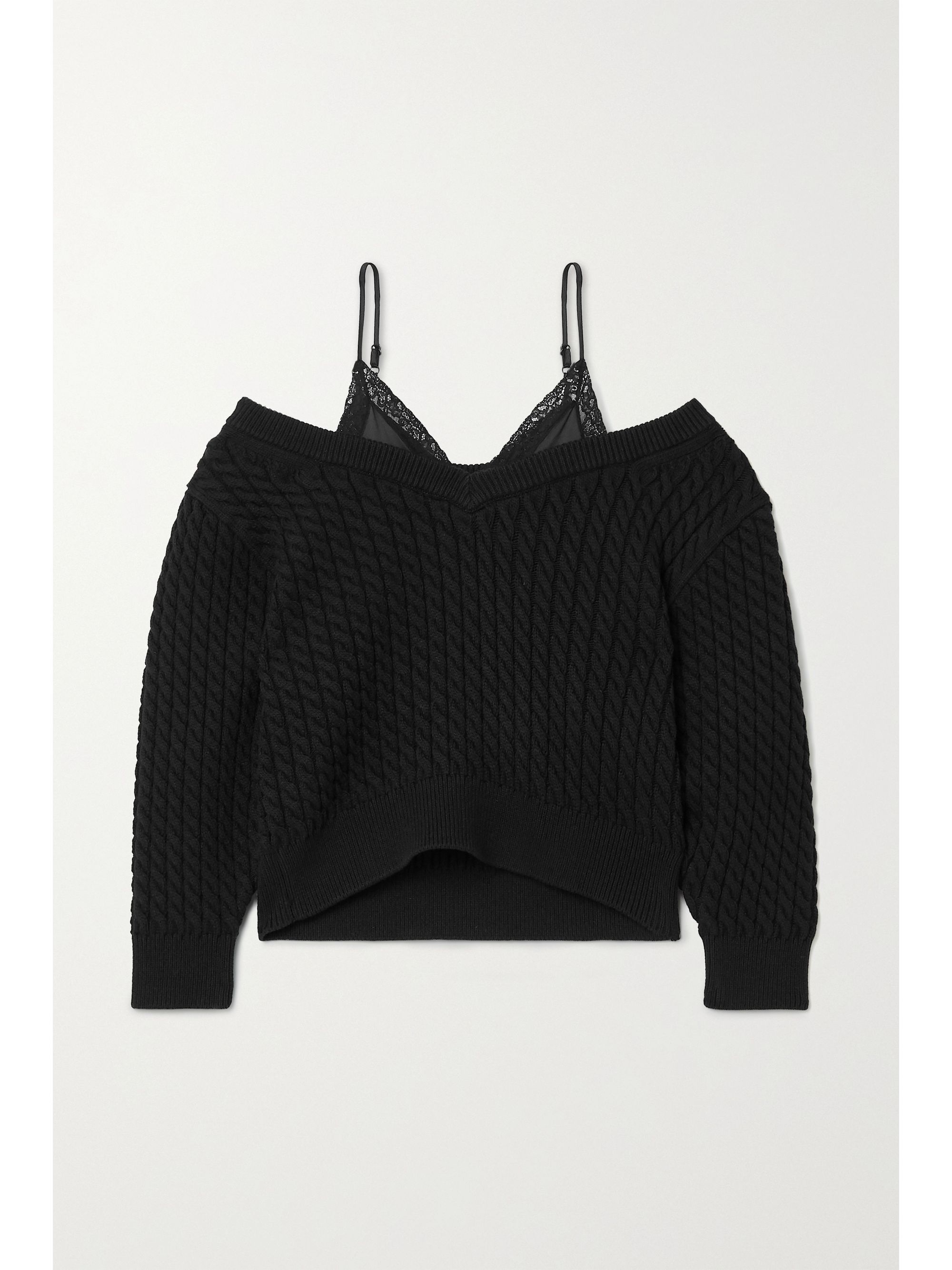 cable knit cold shoulder sweater