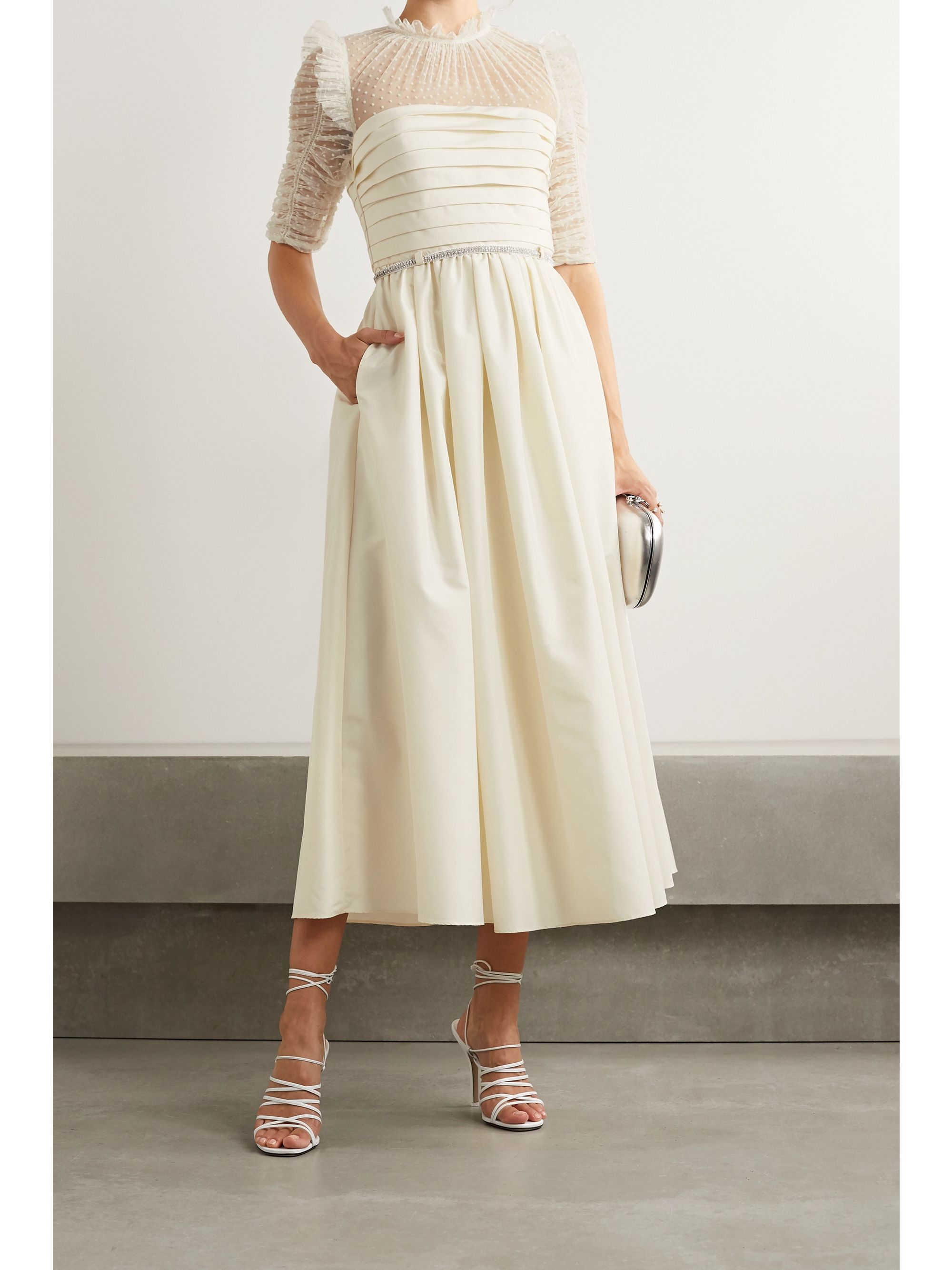 self portrait ivory taffeta dress