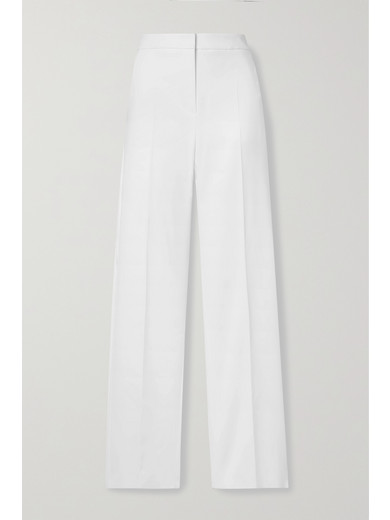 Max Mara Derrik Cropped Fringe-trimmed Crepe Slim-leg Pants In White