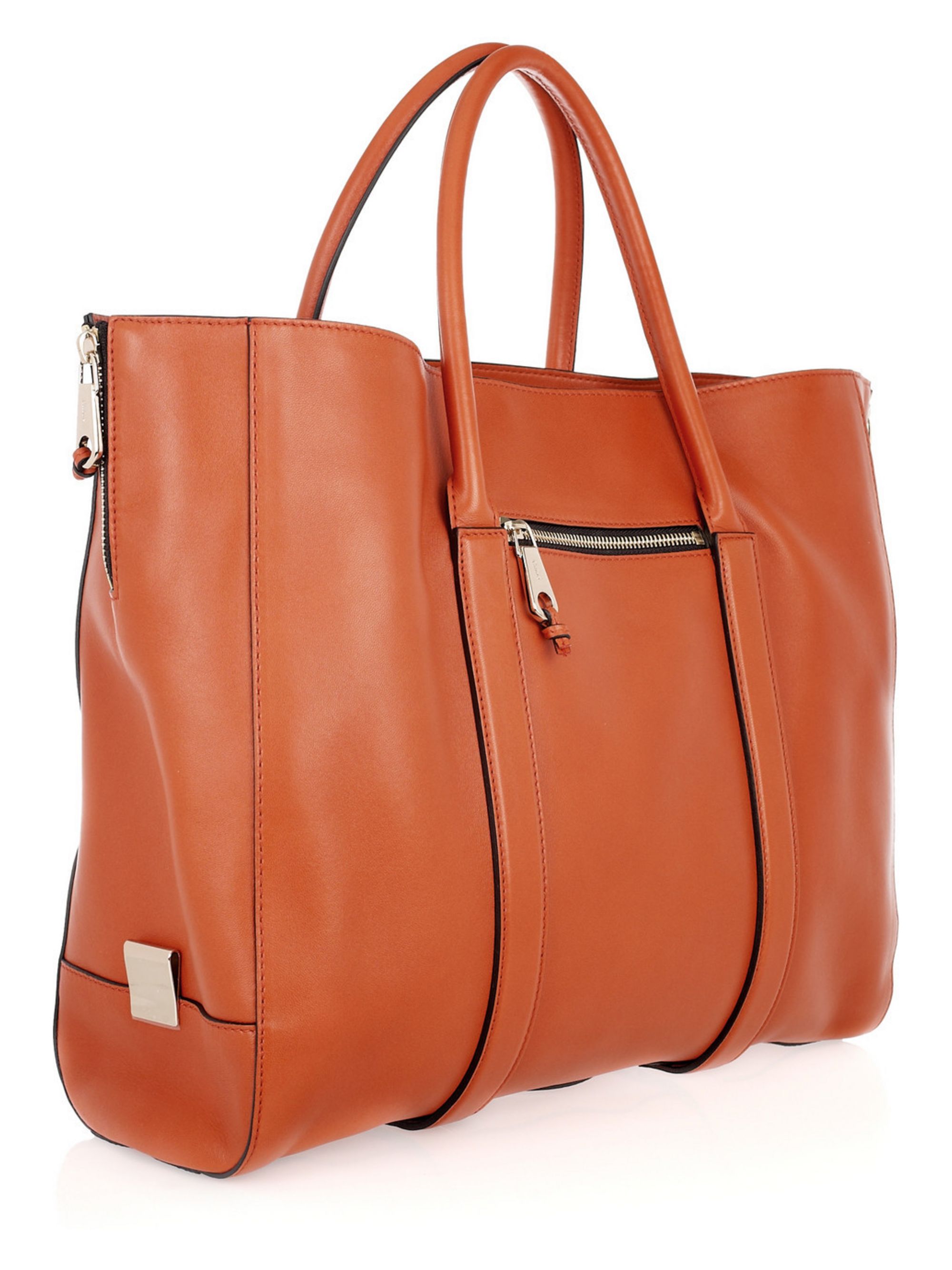 orange leather tote