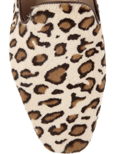holland leopard print calf hair and leather loafer