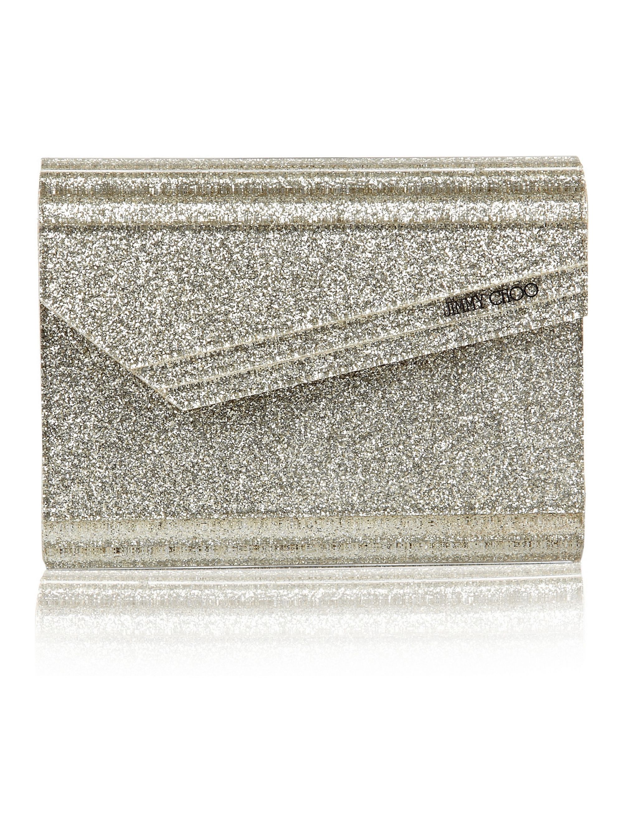 silver glitter clutch