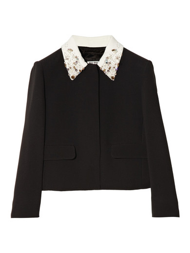 Miu Miu | Embellished-collar cady jacket | NET-A-PORTER.COM