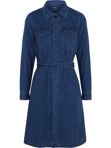 A.P.C. Atelier de Production et de Création | Army belted denim dress ...