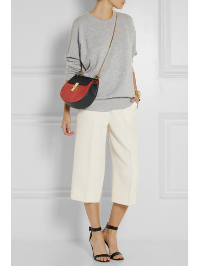 Chlo | Drew leather and suede shoulder bag | NET-A-PORTER.COM