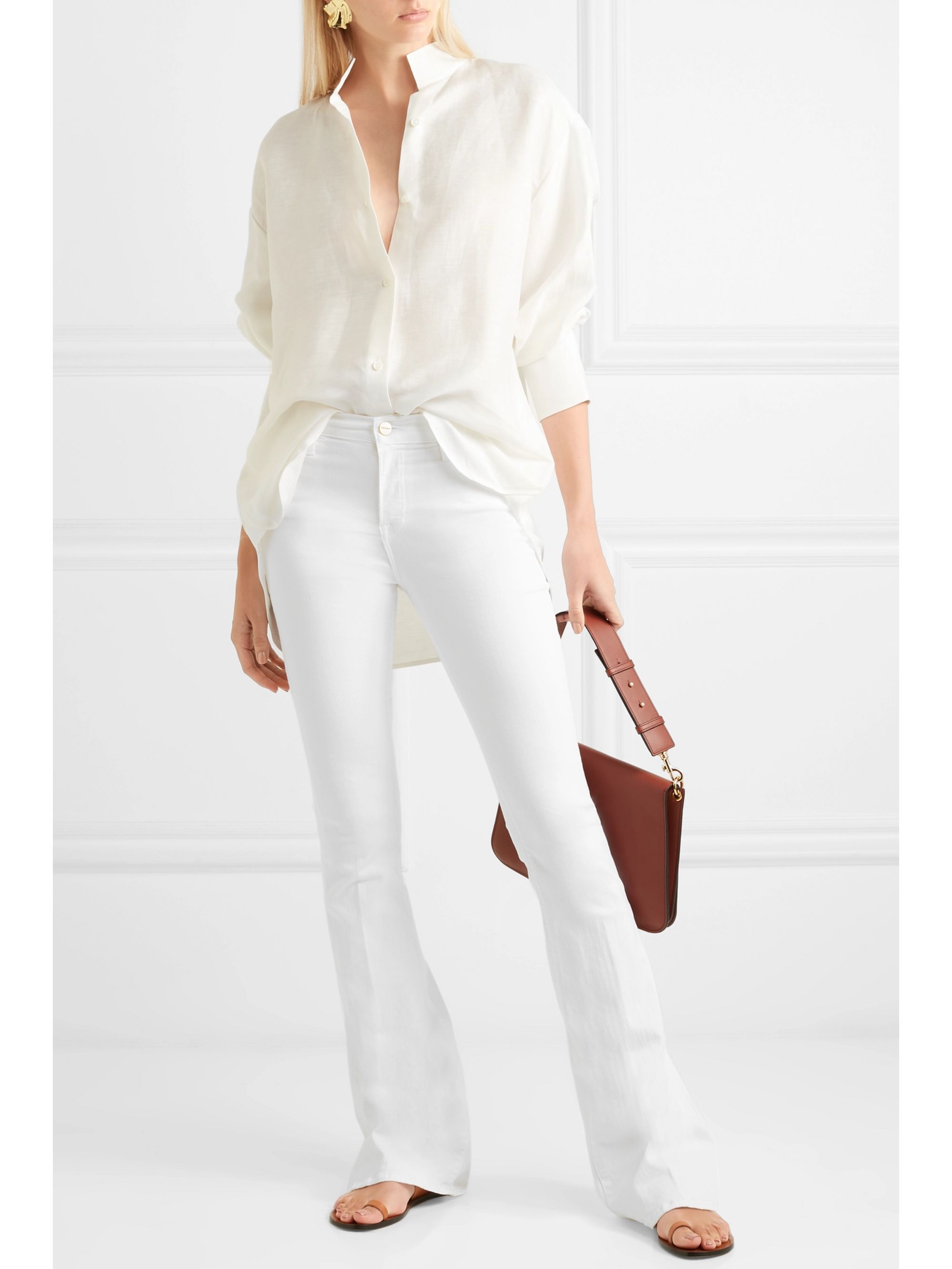 frame white flare jeans