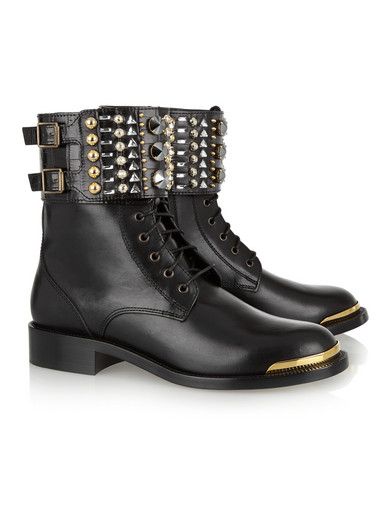 rene caovilla embellished biker leather boots