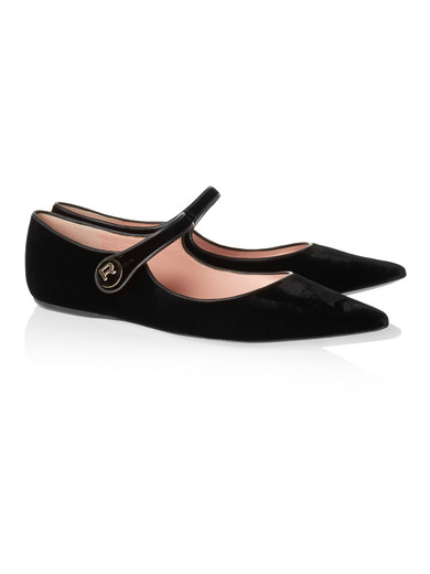 velvet flat mary jane shoes