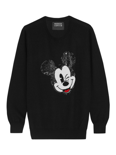 Markus Lupfer | + Disney® Winking Vintage Mickey sequined merino wool ...