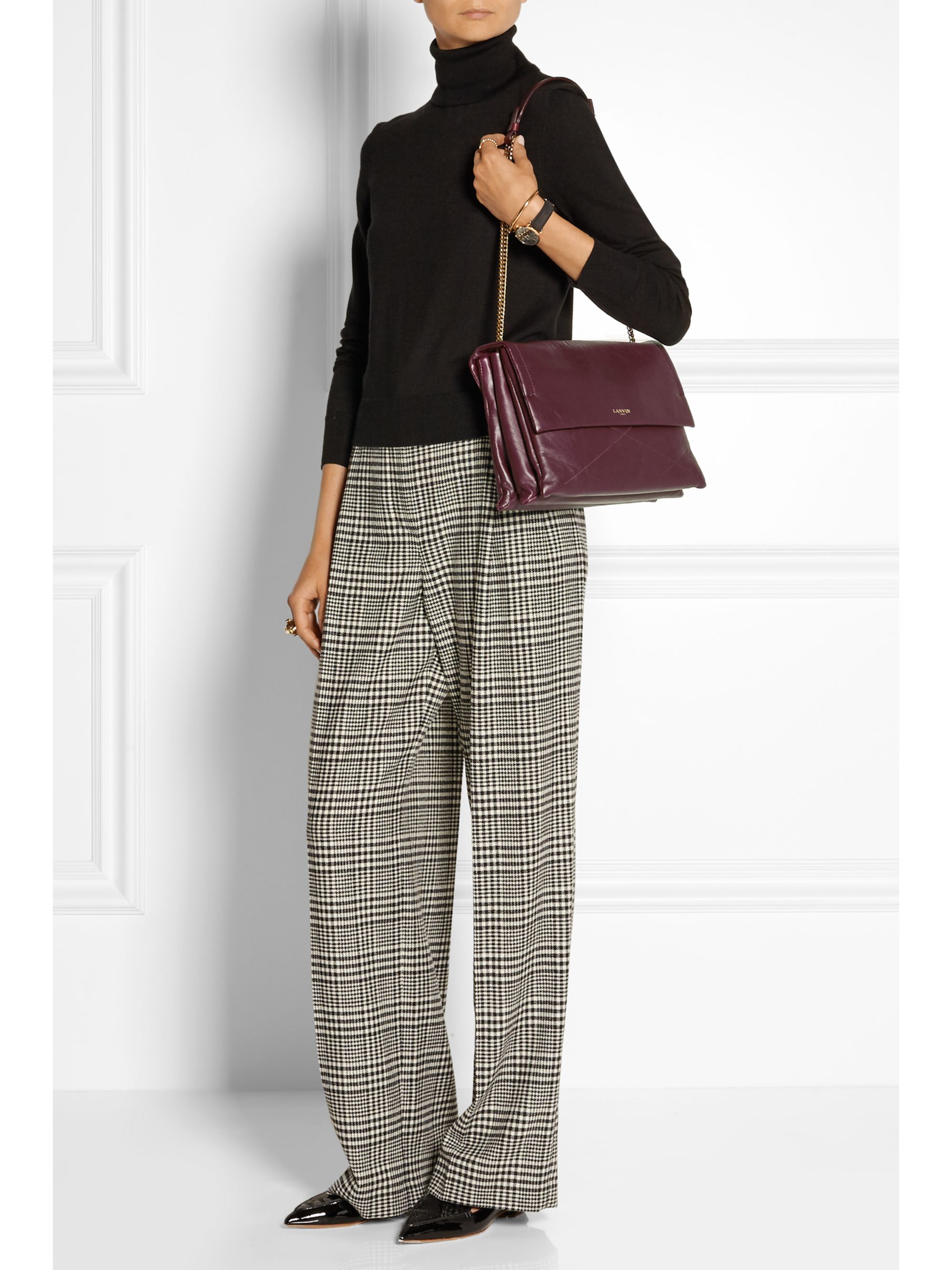lanvin sugar quilted leather shoulder bag