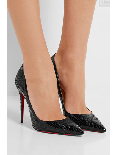 Christian Louboutin | Kristali 100 metallic laser-cut suede and ...