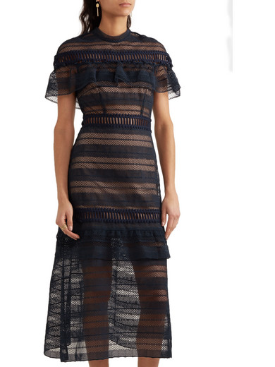 net ruffle gown