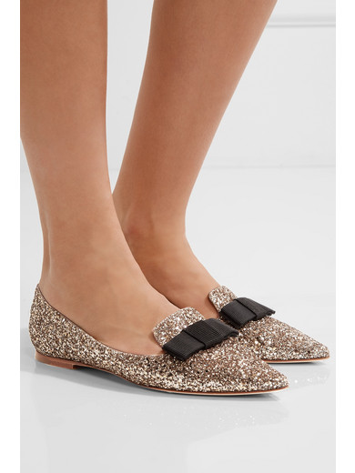 glitter pointed toe flats