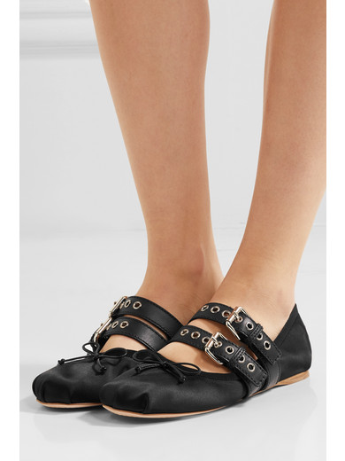 miu miu leather ballet flats