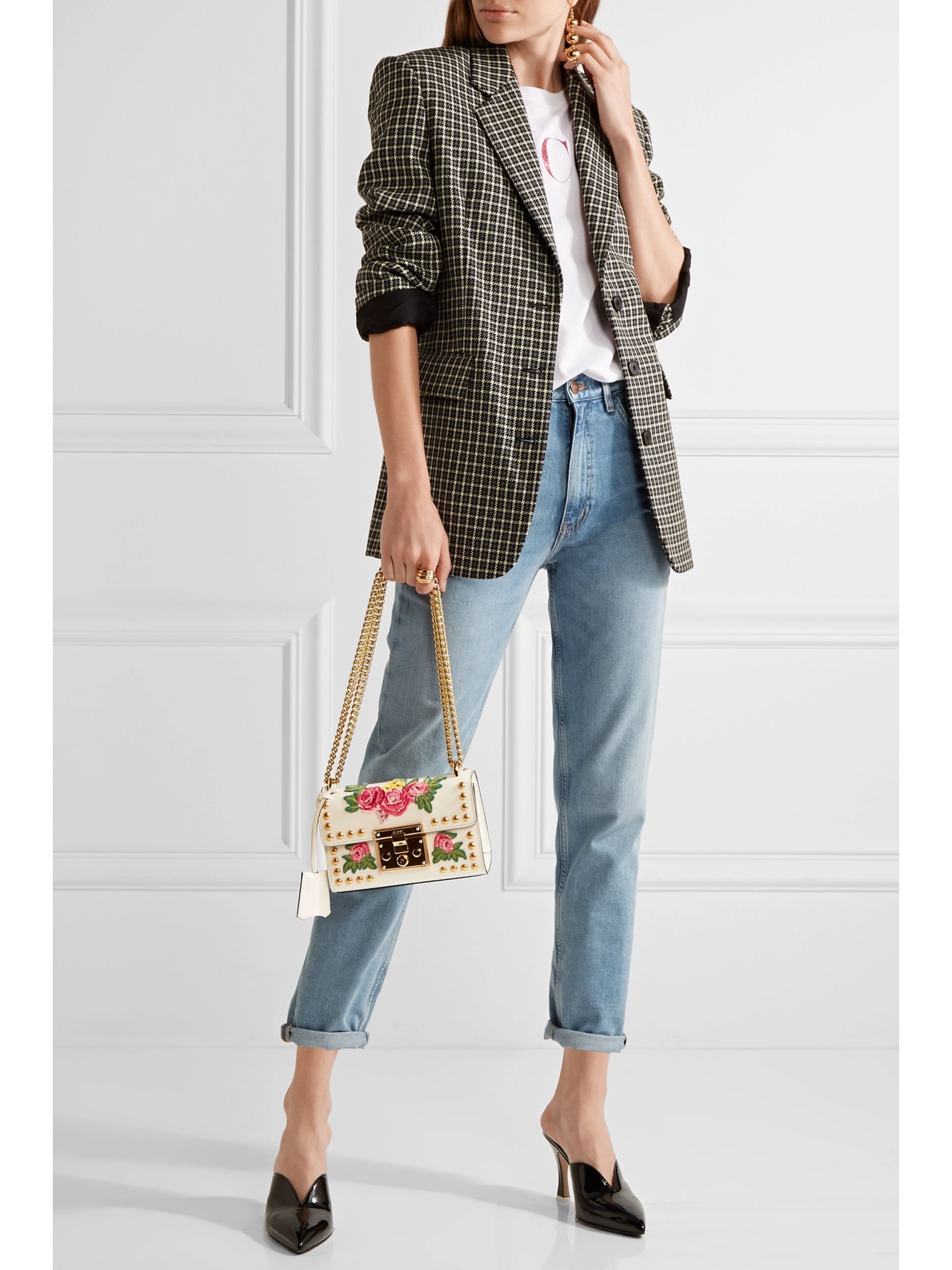 padlock studded leather shoulder bag