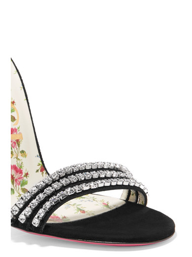 gucci black suede isle heeled sandals